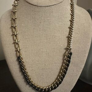 Stella & Dot Gold Chain Necklace with Black Accents